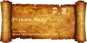 Prikopa Manó névjegykártya
